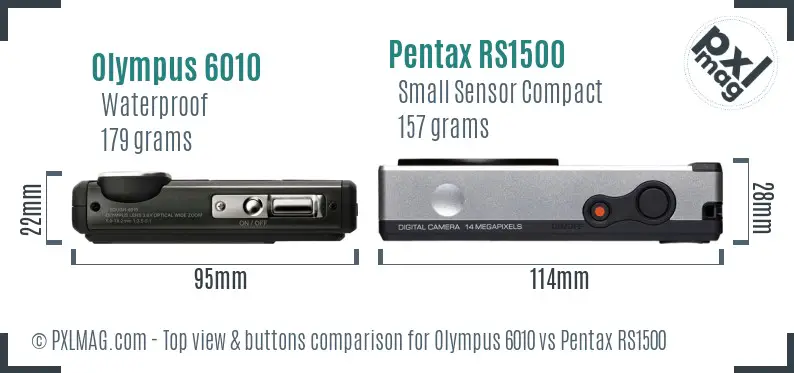Olympus 6010 vs Pentax RS1500 top view buttons comparison