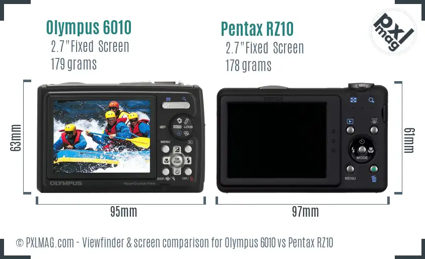 Olympus 6010 vs Pentax RZ10 Screen and Viewfinder comparison