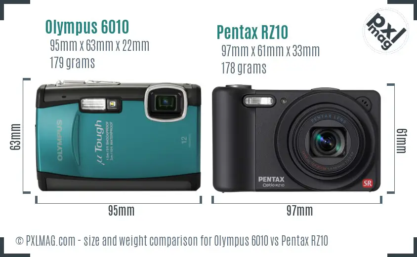 Olympus 6010 vs Pentax RZ10 size comparison