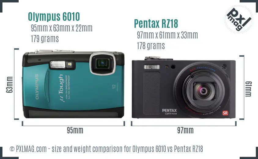 Olympus 6010 vs Pentax RZ18 size comparison