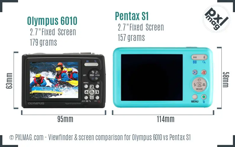 Olympus 6010 vs Pentax S1 Screen and Viewfinder comparison