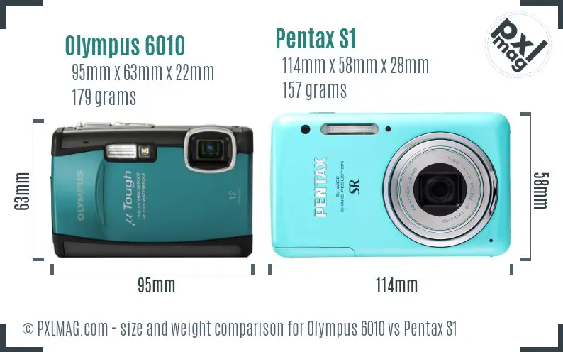 Olympus 6010 vs Pentax S1 size comparison