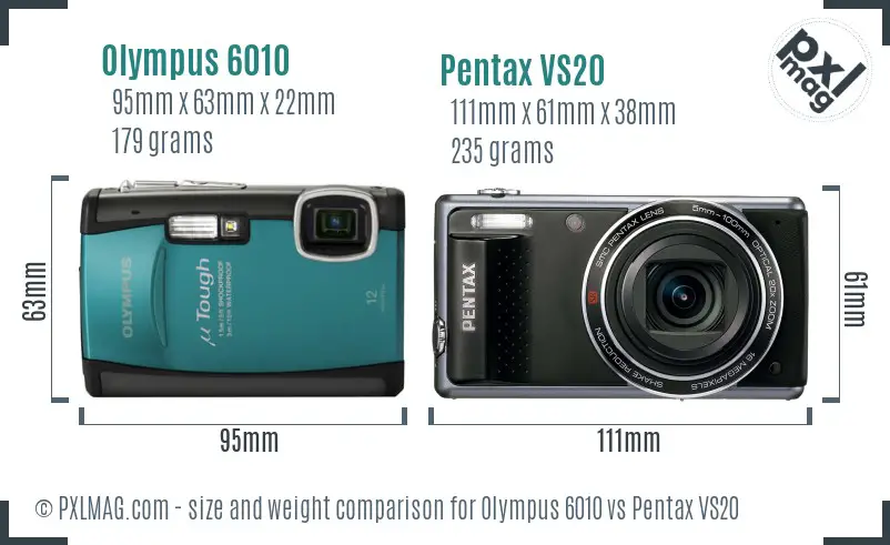 Olympus 6010 vs Pentax VS20 size comparison