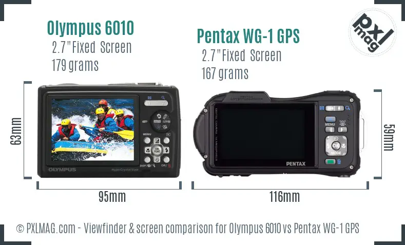 Olympus 6010 vs Pentax WG-1 GPS Screen and Viewfinder comparison