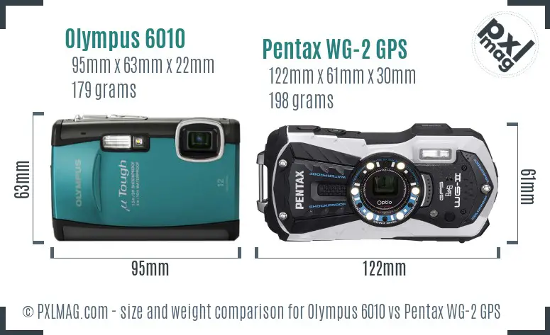 Olympus 6010 vs Pentax WG-2 GPS size comparison