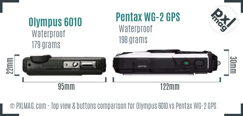 Olympus 6010 vs Pentax WG-2 GPS top view buttons comparison