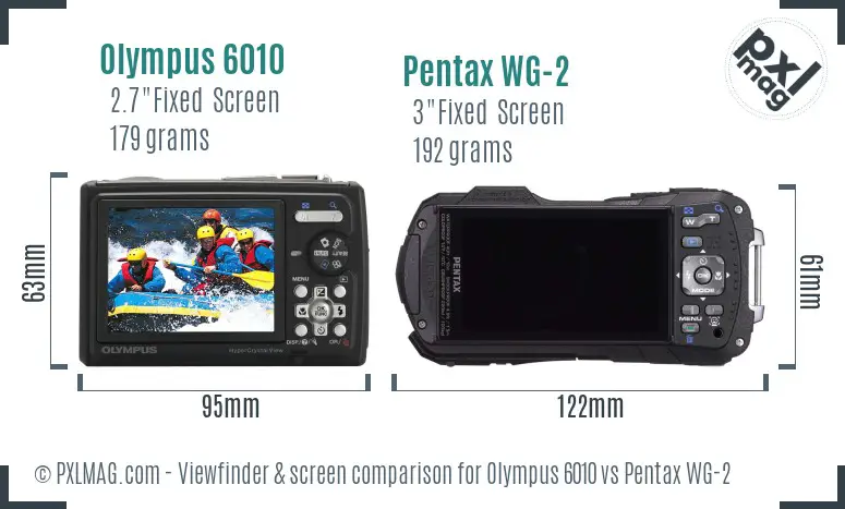 Olympus 6010 vs Pentax WG-2 Screen and Viewfinder comparison