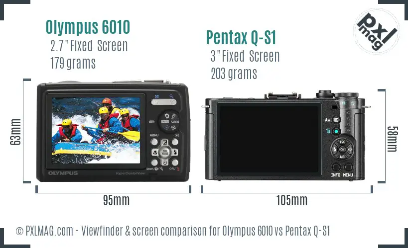 Olympus 6010 vs Pentax Q-S1 Screen and Viewfinder comparison