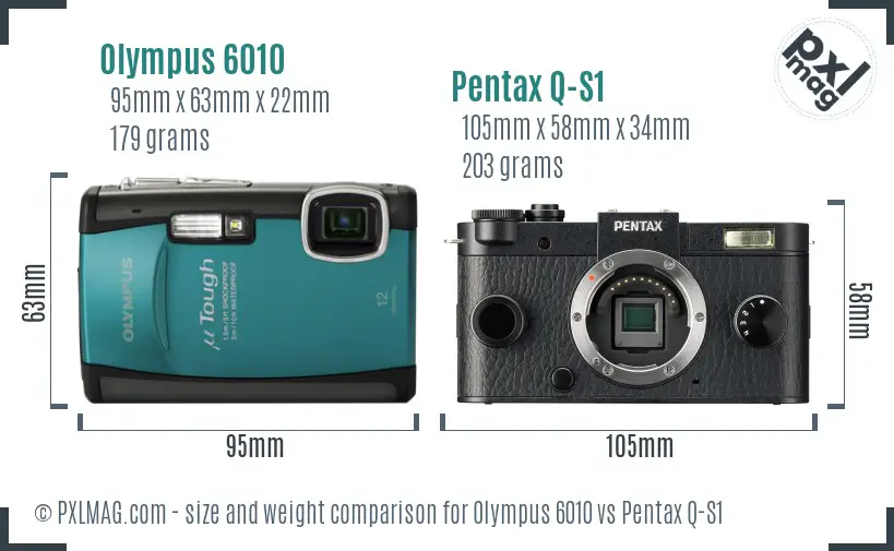 Olympus 6010 vs Pentax Q-S1 size comparison