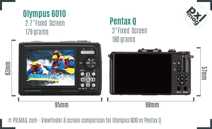 Olympus 6010 vs Pentax Q Screen and Viewfinder comparison