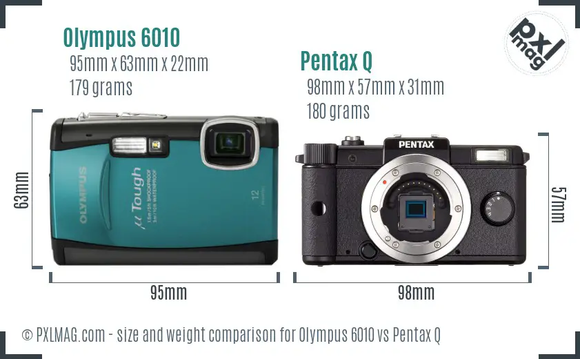 Olympus 6010 vs Pentax Q size comparison
