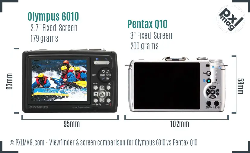 Olympus 6010 vs Pentax Q10 Screen and Viewfinder comparison