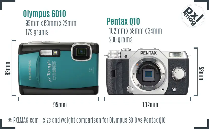 Olympus 6010 vs Pentax Q10 size comparison