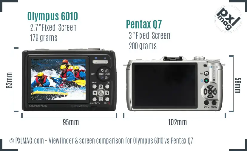 Olympus 6010 vs Pentax Q7 Screen and Viewfinder comparison