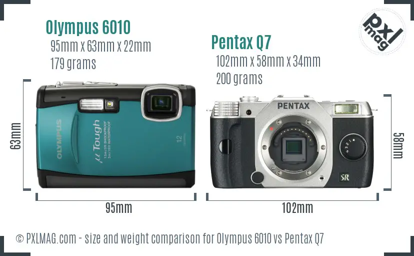 Olympus 6010 vs Pentax Q7 size comparison