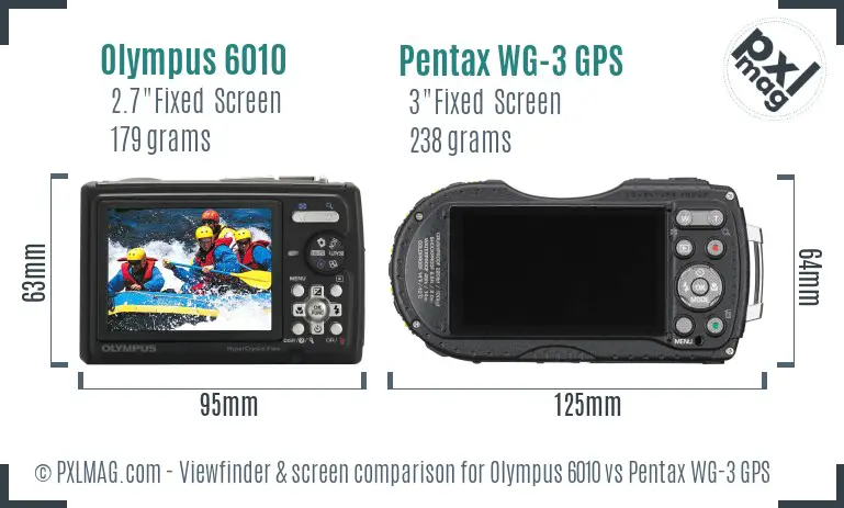 Olympus 6010 vs Pentax WG-3 GPS Screen and Viewfinder comparison