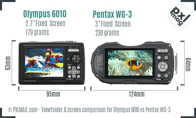 Olympus 6010 vs Pentax WG-3 Screen and Viewfinder comparison