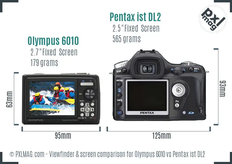 Olympus 6010 vs Pentax ist DL2 Screen and Viewfinder comparison