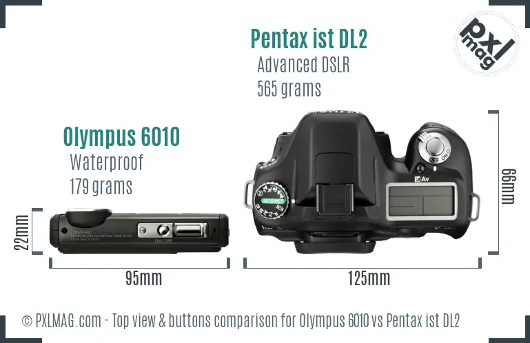 Olympus 6010 vs Pentax ist DL2 top view buttons comparison