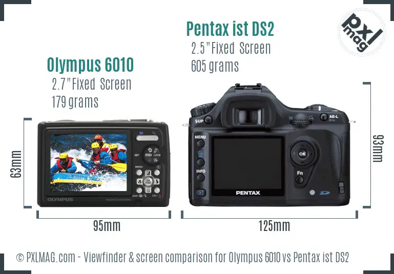 Olympus 6010 vs Pentax ist DS2 Screen and Viewfinder comparison
