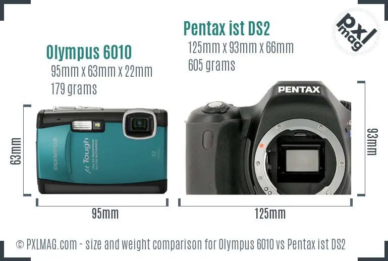 Olympus 6010 vs Pentax ist DS2 size comparison
