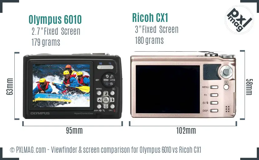 Olympus 6010 vs Ricoh CX1 Screen and Viewfinder comparison Olympus 6010 vs Ricoh CX1 Screen and Viewfinder comparison