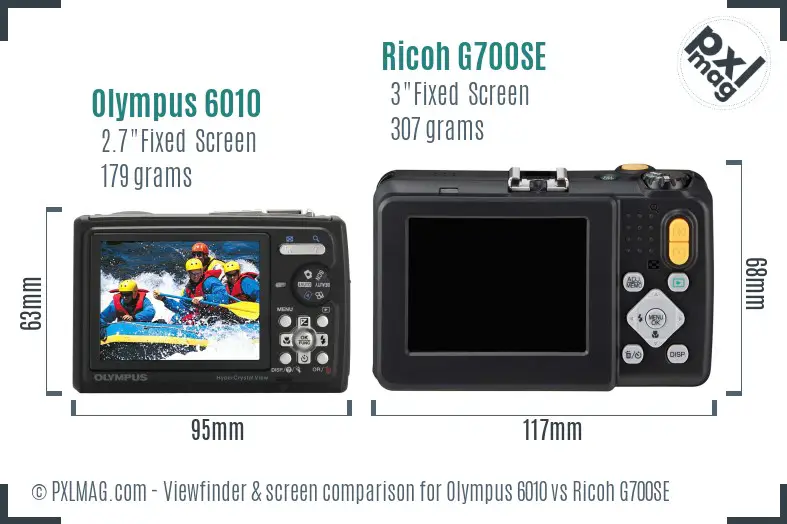 Olympus 6010 vs Ricoh G700SE Screen and Viewfinder comparison