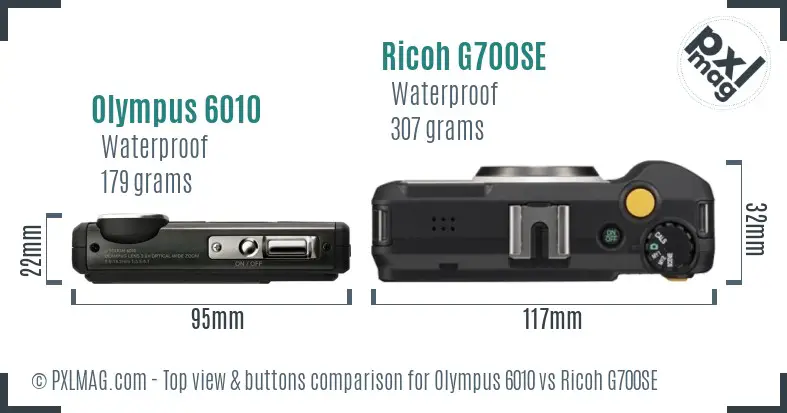 Olympus 6010 vs Ricoh G700SE top view buttons comparison