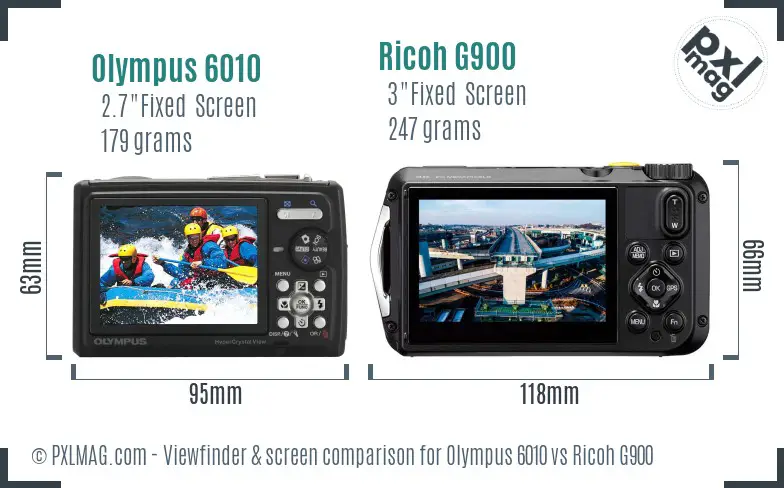 Olympus 6010 vs Ricoh G900 Screen and Viewfinder comparison