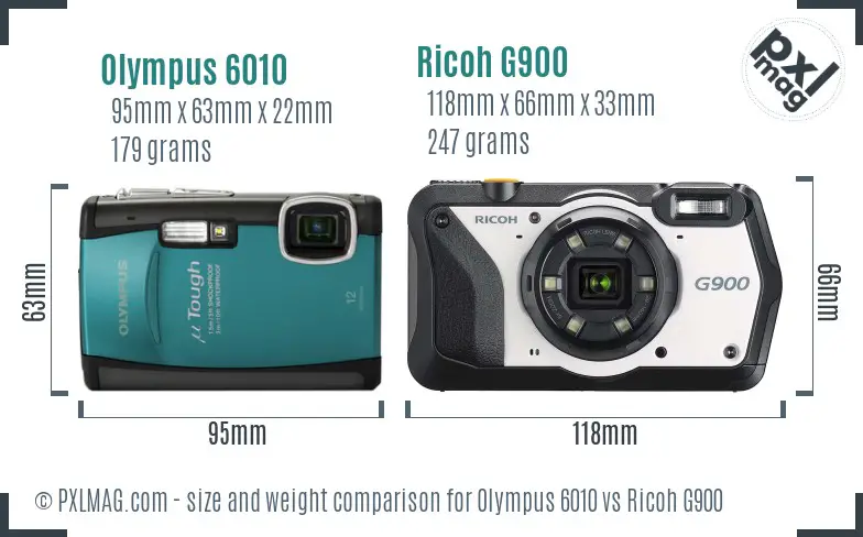 Olympus 6010 vs Ricoh G900 size comparison