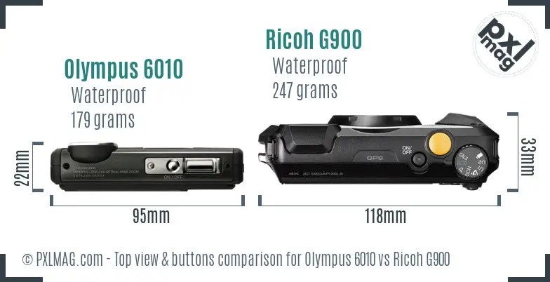Olympus 6010 vs Ricoh G900 top view buttons comparison