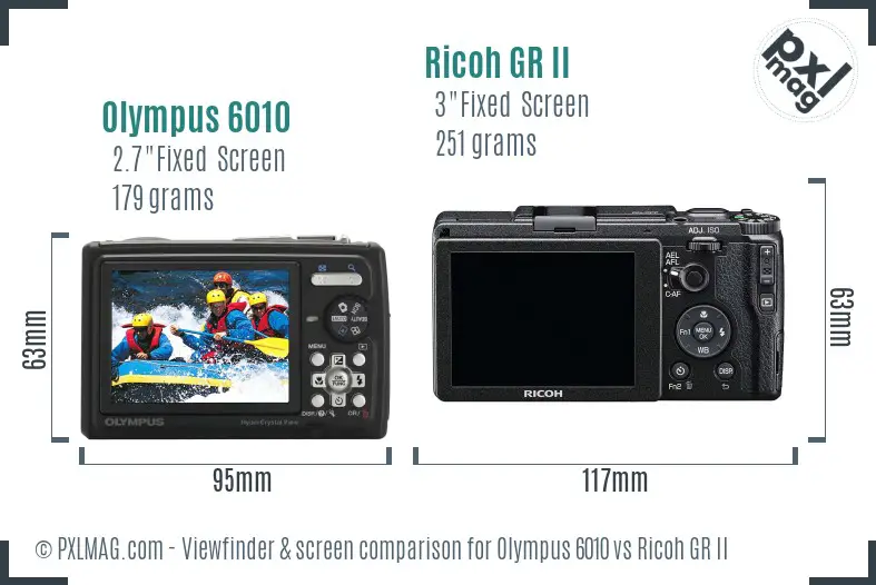 Olympus 6010 vs Ricoh GR II Screen and Viewfinder comparison