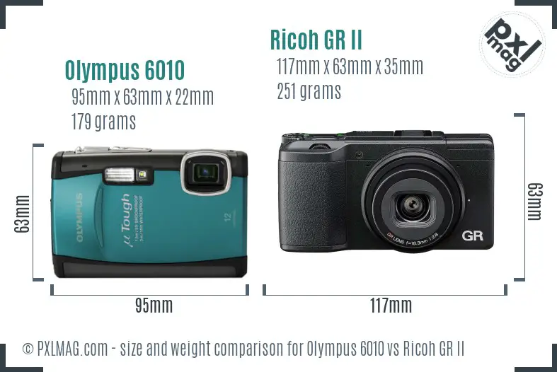 Olympus 6010 vs Ricoh GR II size comparison