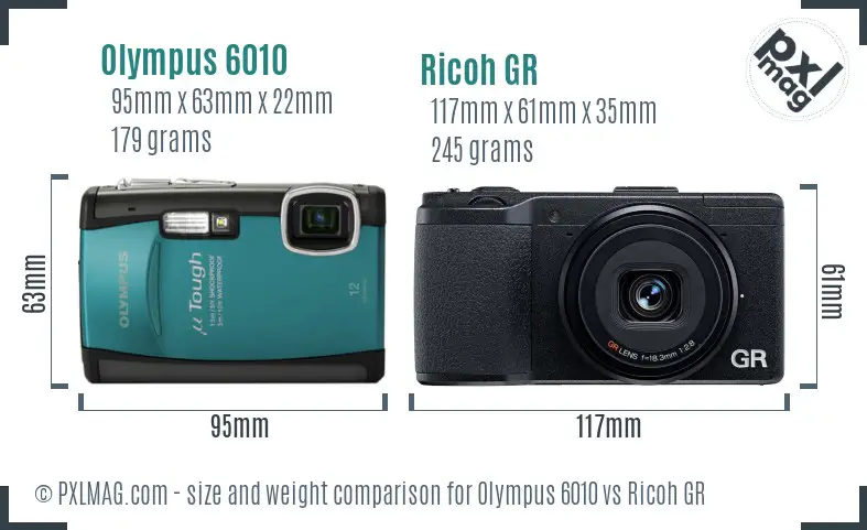 Olympus 6010 vs Ricoh GR size comparison