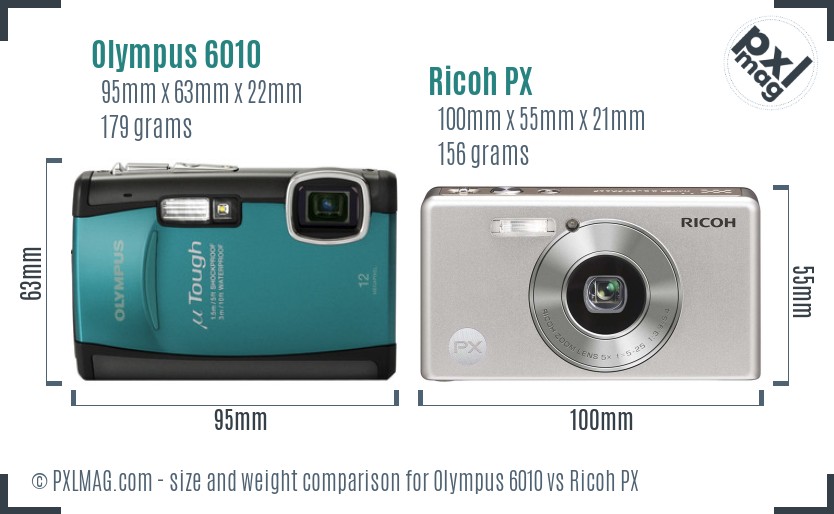 Olympus 6010 vs Ricoh PX size comparison