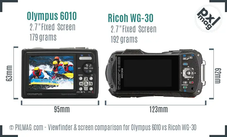 Olympus 6010 vs Ricoh WG-30 Screen and Viewfinder comparison