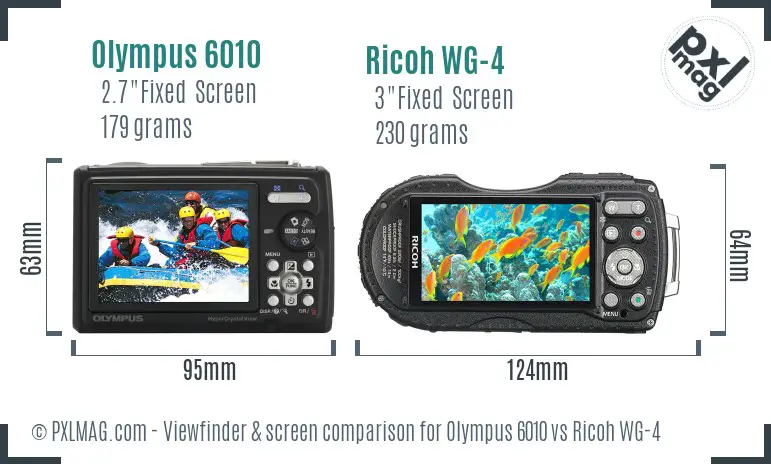 Olympus 6010 vs Ricoh WG-4 Screen and Viewfinder comparison