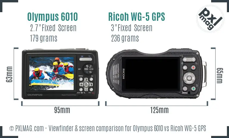 Olympus 6010 vs Ricoh WG-5 GPS Screen and Viewfinder comparison
