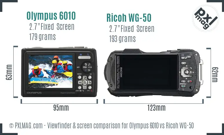 Olympus 6010 vs Ricoh WG-50 Screen and Viewfinder comparison