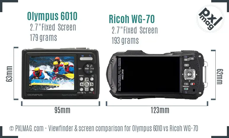 Olympus 6010 vs Ricoh WG-70 Screen and Viewfinder comparison