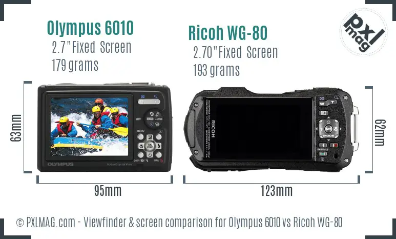 Olympus 6010 vs Ricoh WG-80 Screen and Viewfinder comparison