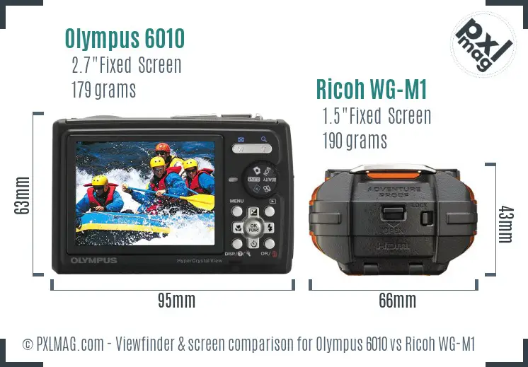 Olympus 6010 vs Ricoh WG-M1 Screen and Viewfinder comparison