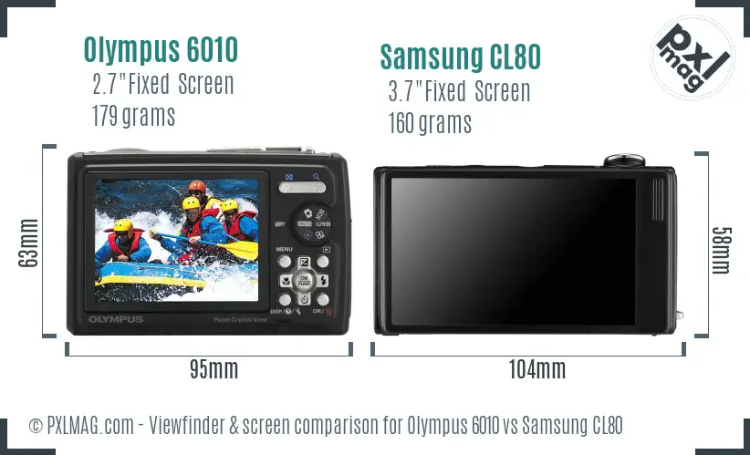 Olympus 6010 vs Samsung CL80 Screen and Viewfinder comparison