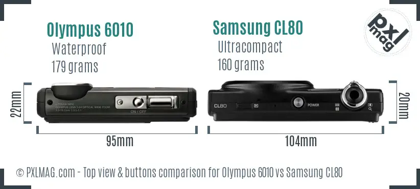 Olympus 6010 vs Samsung CL80 top view buttons comparison