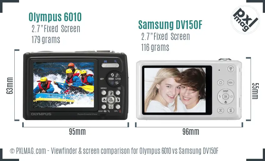 Olympus 6010 vs Samsung DV150F Screen and Viewfinder comparison