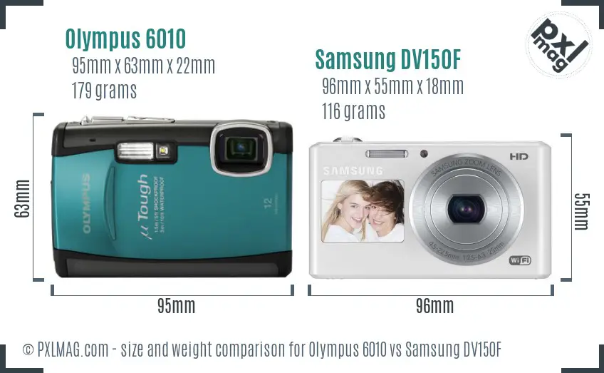 Olympus 6010 vs Samsung DV150F size comparison