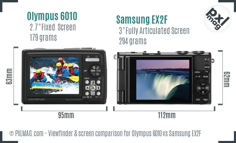 Olympus 6010 vs Samsung EX2F Screen and Viewfinder comparison