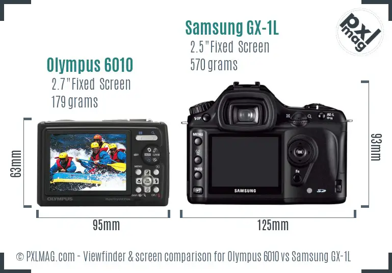 Olympus 6010 vs Samsung GX-1L Screen and Viewfinder comparison