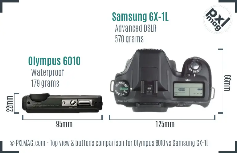 Olympus 6010 vs Samsung GX-1L top view buttons comparison