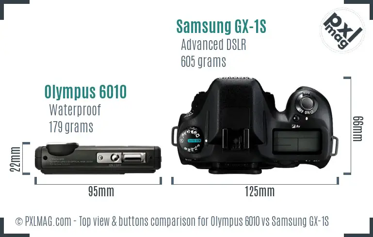 Olympus 6010 vs Samsung GX-1S top view buttons comparison